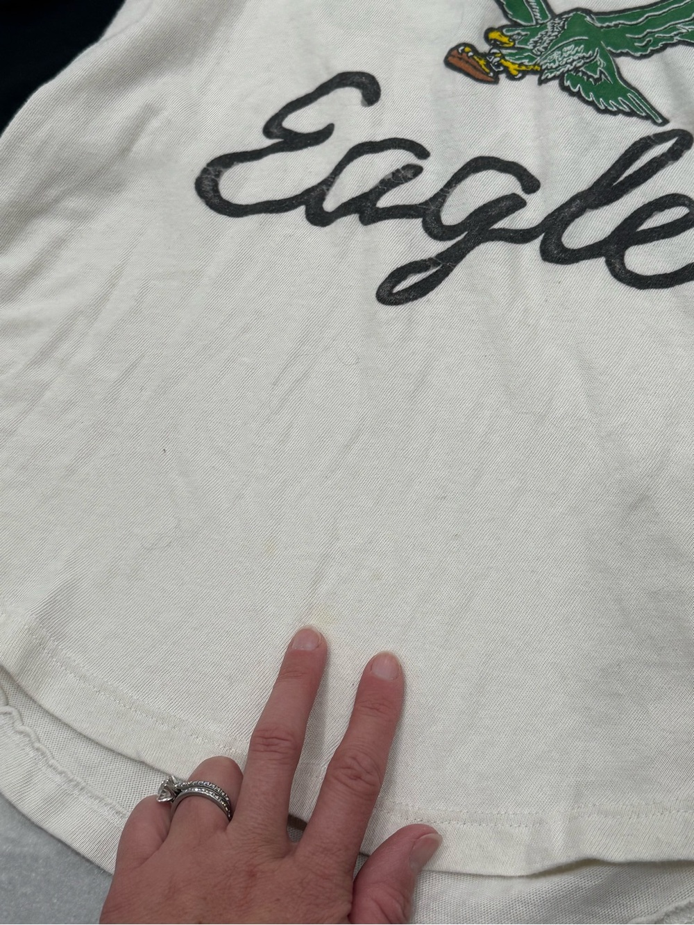 Junk Food Clothing Philadelphia Eagles White and Black Raglan Long Sleeve Tee - Picture 9 of 9